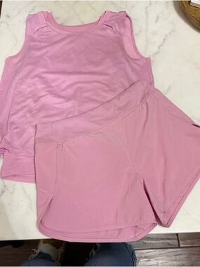 Athleta Girls Light Pink Active Tank & Shorts Set